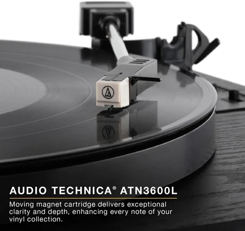 Vista 6 de Victrola Harmony – Sistema de giradiscos Bluetooth – Reproductor de discos de vinilo de 3 velocidades, altavoces estéreo para estantería, diseño
