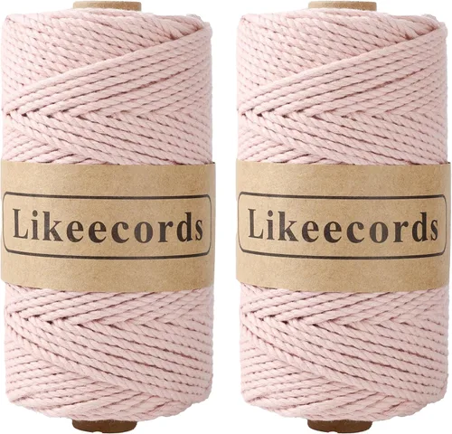 Vista 18 de Likeecords Cordón de algodón para macramé de 3mm x 100 metros, hilo torcido de 3 hebras, cuerda de macramé, hilo de algodón para macramé, cuerda