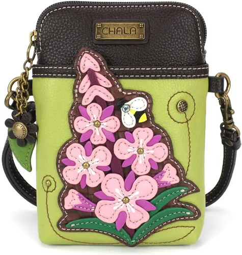 Vista 14 de CHALA Plant Life Collection - Bolso cruzado para teléfono celular, piel sintética, lona, multicolor, con correa ajustable Hongos marrones - Azul