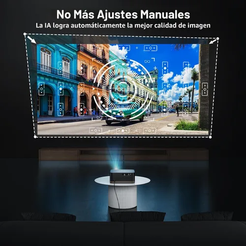 Vista 3 de Proyector de decodificación ANSI 4K 2000 con WiFi y Bluetooth, cine en casa de película HAPPRUN con enfoque automático, pantalla de 300 pulgadas