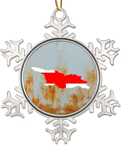 Vista 10 de Bandera de Gambia, adornos de Navidad para niños, bandera nacional de Gambia, silueta de árbol de Navidad, adornos de copo de nieve de metal