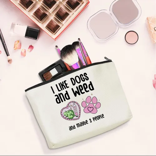 Vista 4 de Divertida bolsa de maquillaje de hierba – Decoración de hojas verdes para amantes de las malas hierbas, humor, Navidad, cumpleaños, regalos