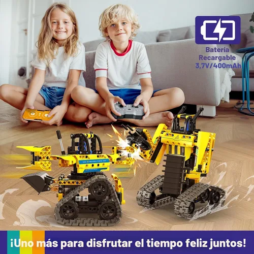 Vista 6 de LECPOP Juguetes de construcción 5 en 1, kit de robótica STEM, 430 piezas de bloques RC Robot Erector, aplicación y control remoto, kits de ciencia