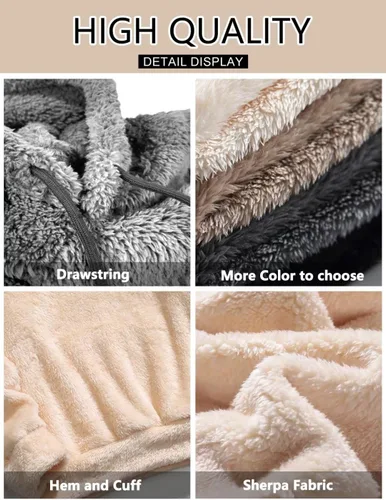 Vista 5 de Sudadera con capucha de sherpa para hombre, manga larga, a la moda, para otoño e invierno