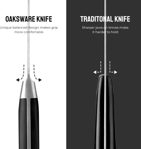 Vista 6 de OAKSWARE Cuchillo de carnicero chino de 7 pulgadas, cuchillo de cortar chino, acero alemán y mango ergonómico de ABS, cuchillo afilado para cortar