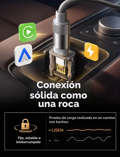 Vista 4 de LISEN Paquete de 2 cables USB C en espiral de 60 W, cable C a C de carga Gris espacial