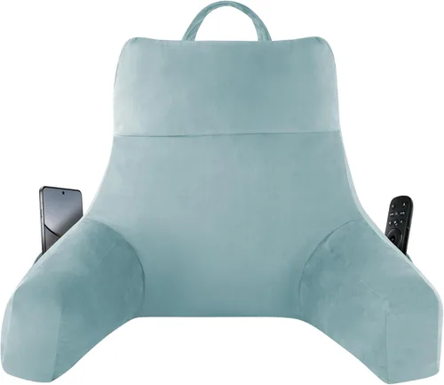 Vista 10 de IPYNBAP Almohada de espalda para cama para sentarse, almohada de lectura para sentarse en la cama para adultos, almohada de apoyo para la espalda
