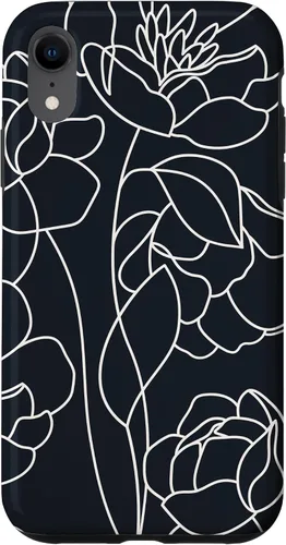 Vista 24 de iPhone 16 linda peonía rosa flor estética dibujo abstracto línea arte caso