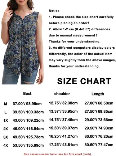 Vista 5 de Othyroce Blusa tipo túnica sin mangas para mujer, de talla grande, con estampado de verano, con botones