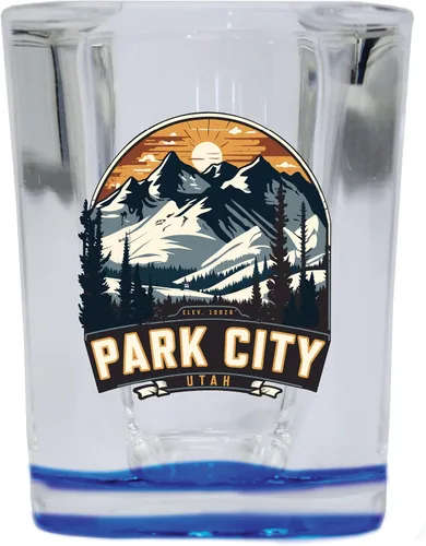 Vista 3 de Park City Utah Souvenir - Vaso de chupito cuadrado B de 2.5 onzas Claro