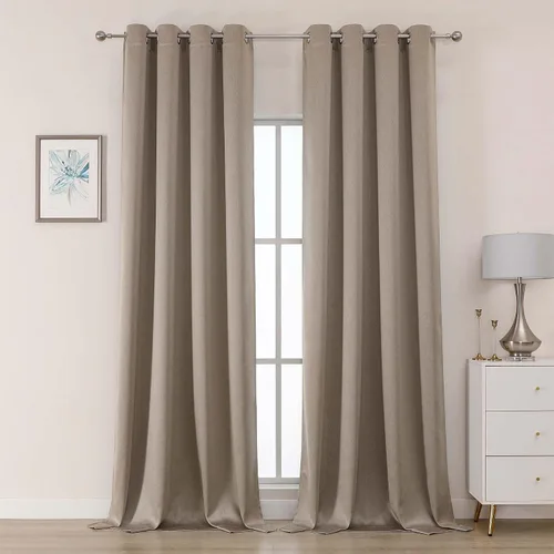Vista 10 de OWENIE Cortinas 100% opacas de 63 pulgadas de largo, 2 paneles para dormitorio, sala de estar, cortinas superiores con ojales con aislamiento Negro