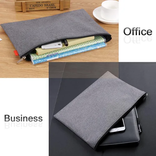 Vista 5 de Paquete de 5 bolsas de herramientas de lona con cremallera, 13.3 x 9.4 pulgadas, 14 onzas, resistente, impermeable, multiusos, para organizar