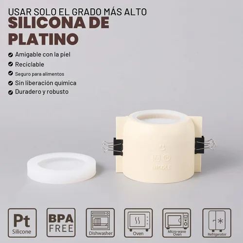 Vista 5 de Boowan Nicole Carousel - Moldes de silicona para tarro de vela de cemento de concreto con lata de vela de 6 onzas, almacenamiento de bricolaje