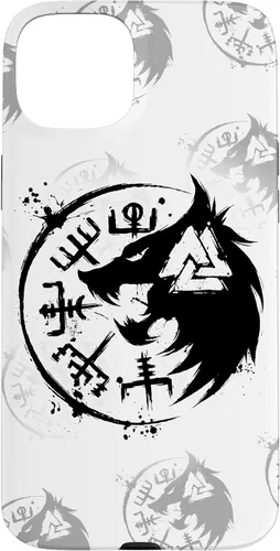 Vista 9 de iPhone 14 Plus Fenrir Wolf Fenris-Wolf - Viking Vegvisir Valknut Case