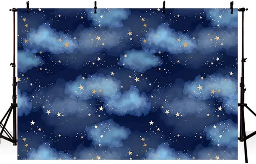 Vista 9 de MEHOFOTO Fondo de estudio fotográfico de cielo azul oscuro, nube, accesorios de fondo para niños, cumpleaños, príncipe, baby shower, decoración