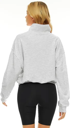 Vista 5 de Trendy Queen Sudaderas con capucha y media cremallera para mujer, con cremallera de un cuarto, manga larga, ropa de moda