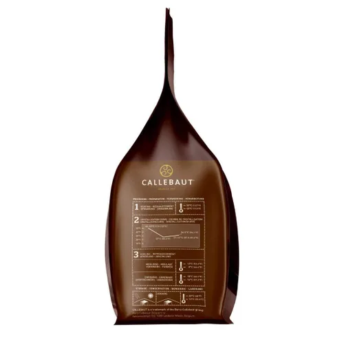 Vista 4 de Callebaut Callets de Chocolate Belga Oscuro Cobertura Semidulces, 54.5% - 5.5 Libras 54.5% mínimos sólidos de cacao seco; 36.6% de grasa; cacao