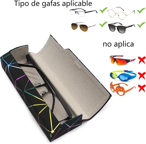 Vista 3 de Funda de gafas deslumbrante celosía, funda protectora portátil para gafas, cubierta rígida para gafas de moda, unisex..