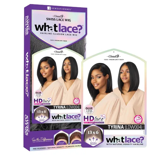 Vista 8 de Sensationnel What Lace Cloud9 Tyrina - Peluca de cabello sintético Encaje frontal, atado a mano, sintético, densidad natural, línea de cabello