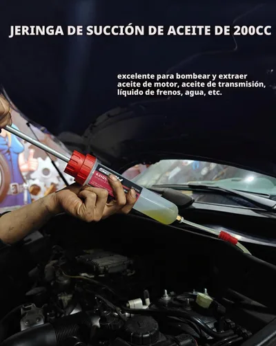 Vista 2 de SEDY Extractor de Fluido - Jeringa Multiusos de 200cc, Bomba de Succión de Aceite, Bomba Manual de Extracción y Llenado, Jeringa de Aceite Automotriz