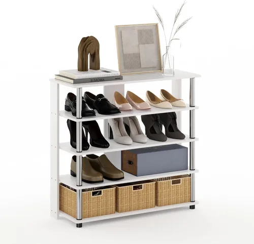 Vista 17 de Furinno Zapatero vertical compacto, organizador de zapatos estrecho de 8 niveles, almacenamiento de zapatos independiente, estante de zapatos