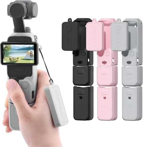 Vista 10 de BRDRC Funda de silicona Pocket 3, funda protectora con protector de lentes, funda antiarañazos compatible con DJI OSMO Pocket 3 Combo para creadores