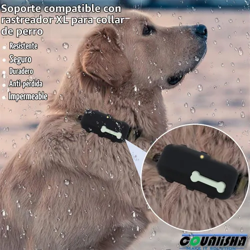 Vista 2 de Soporte de silicona compatible con rastreador de perros Tractive XL GPS Negro