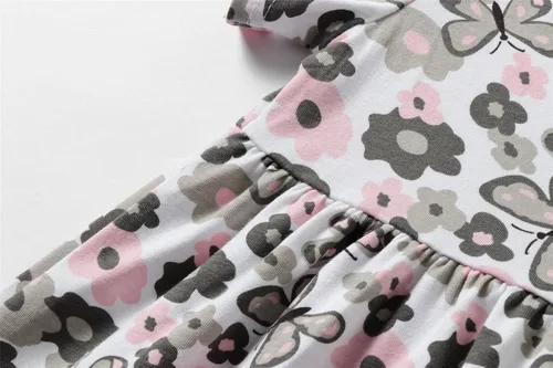 Vista 6 de Mud Kingdom Vestido de Pascua para niñas, lindo conejo, manga corta, cuello redondo, algodón, casual