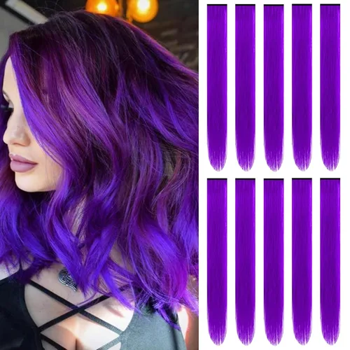 Vista 20 de Extensiones de cabello negro con clip, extensiones sintéticas