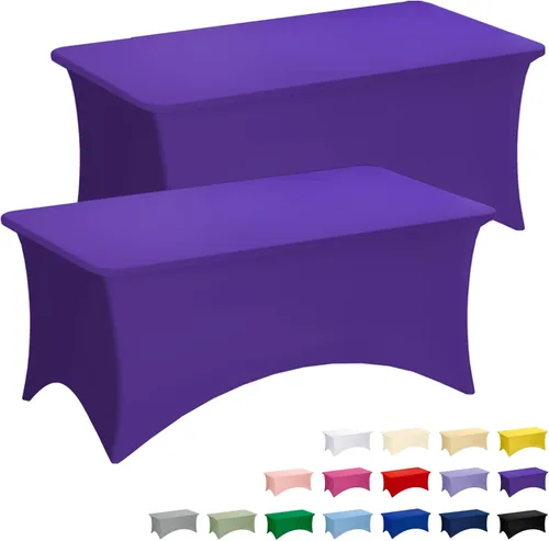 Vista 54 de Fixwal Paquete de 6 Manteles de Mesa Rectangulares, Cubierta de Mesa de 6 Pies, Mantel Blanco Rectangular Ajustado Elástico Rectangular, Cubierta