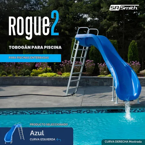 Vista 2 de S.R Smith Rogue2 Tobogán para piscina , Curva zurda, Azul