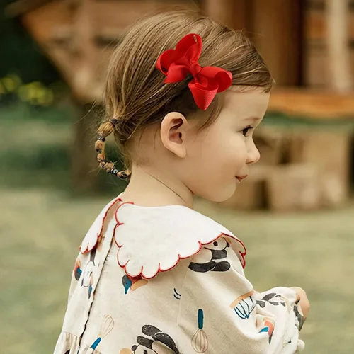 Vista 7 de 20 PIEZAS Lazos para el Cabello de 3 Pulgadas para Niñas Cinta de Grogrén Accesorios para el Cabello de Niñas Pequeñas con Pinzas de Cocodrilo