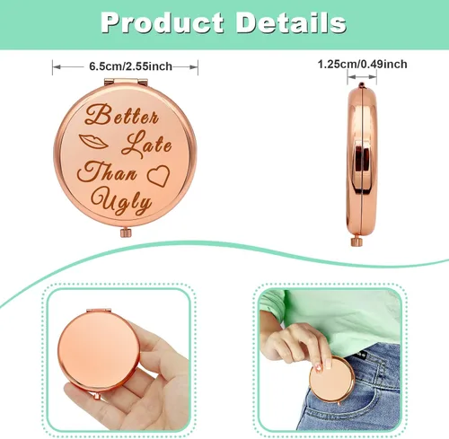 Vista 4 de Regalo divertido para mujeres, divertidos regalos de cumpleaños para mujeres, espejo compacto para amigos, compañeros de trabajo, jefe, regalos