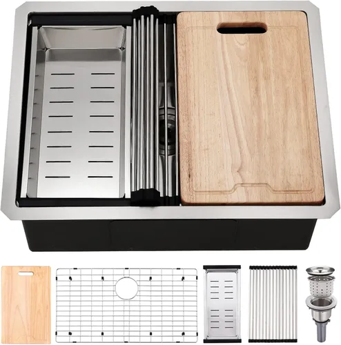 Vista 11 de Fregadero de Barra Negro Bajo Montaje, Fregadero de Cocina de 12 x 15 Pulgadas de Acero Inoxidable Negro Bajo Montaje, Cuenca Pequeña de Barra