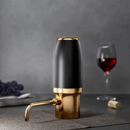 Vista 7 de Sip & Shimmer Aireador de vino eléctrico, aireador moderno, dispensador de vino eléctrico, vertedor de vino negro y dorado, bomba de vino