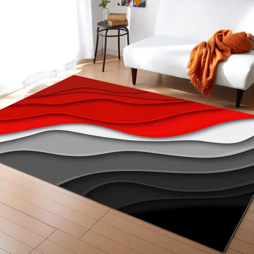 Vista 10 de Alfombra abstracta rosa y gris de San Valentín de 2 x 3 pies, alfombra estética geométrica moderna, antideslizante, rectangular, lavable
