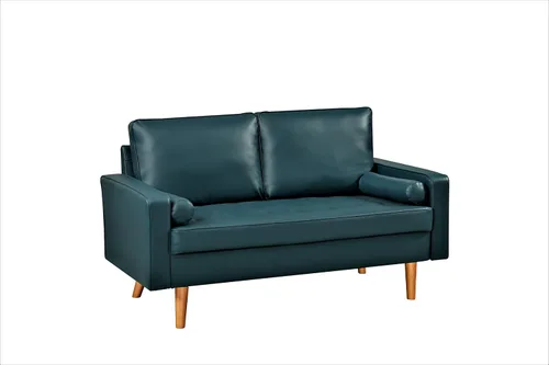 Vista 55 de Container Furniture - Sofá de piel sintética para la sala de estar moderna con cojines extraíbles y patas de madera maciza, sofá estilo lujoso