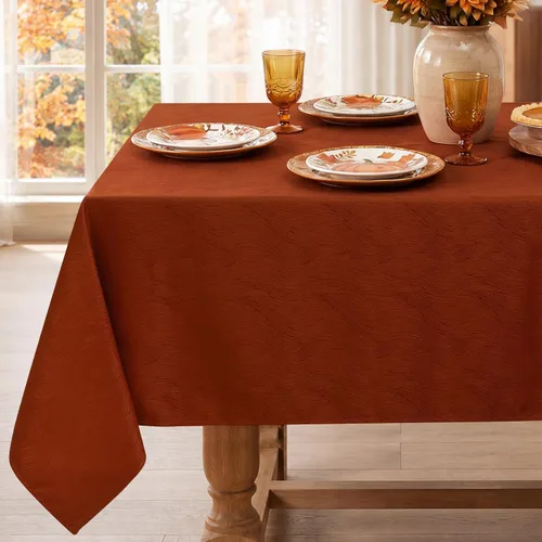 Vista 20 de Softalker Mantel rectangular de jacquard, diseño de remolinos, impermeable, resistente a las manchas, sin arrugas, tela de gran peso para Beige