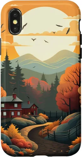 Vista 5 de Otoño hojas puesta de sol en montaña pino bosque otoño vibe caso para iPhone 16