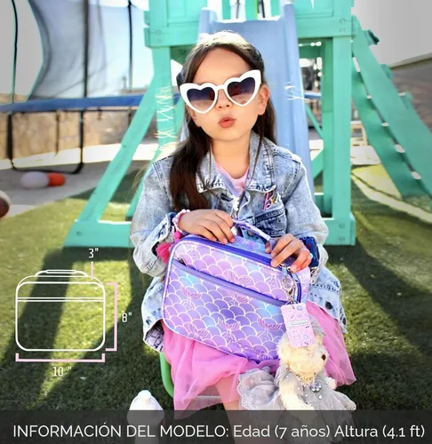 Vista 2 de Lonchera infantil para niñas pequeñas, bolsa de almuerzo aislada y reutilizable para la escuela, cola de sirena