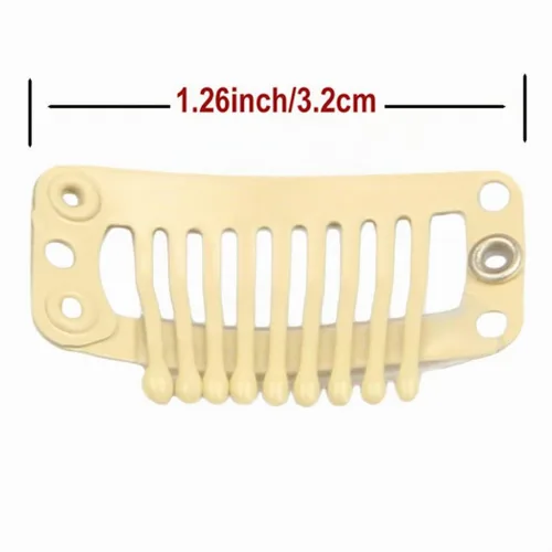 Vista 2 de 20 pinzas de pelo de acero inoxidable con 9 dientes, pinzas para Beige 9 dientes 20 piezas