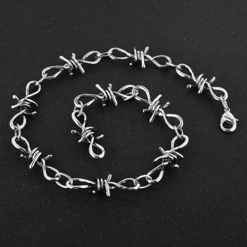 Vista 26 de Collar de alambre de púas para hombre de aleación de acero, punk, gótico, 20 pulgadas de HZMAN