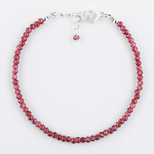 Vista 3 de Yanara Stone Bracelets For Women Beads Dainty Gemstones Jewelry for Women Birthstone, Chakra Energy Healing Crystals, Silver Plated Chain 8 inch
