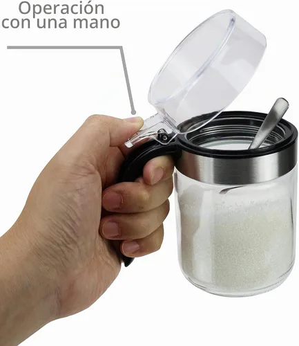 Vista 2 de EIKS - Maceta de vidrio para condimentos con cuchara