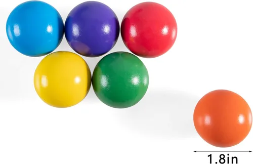 Vista 2 de Bolas Montessori de madera arcoíris de 1.8 pulgadas, juguetes de bolas de madera coloridas/pastel/natural para niños pequeños y bebés