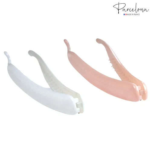 Vista 3 de Parcelona Pinza para el pelo de plátano de cola de caballo pequeña rosa Rubor Rosa-Blanco 3.75