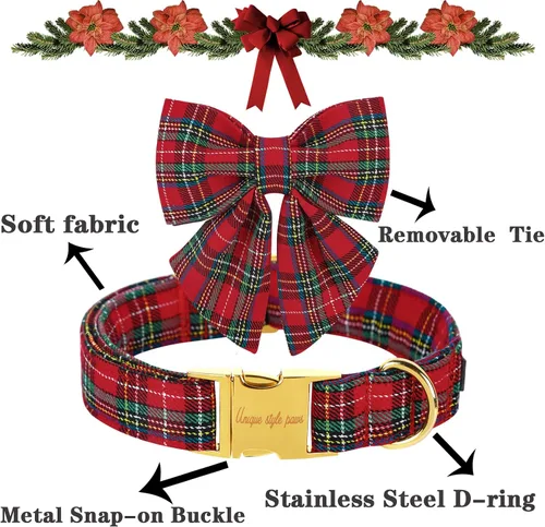 Vista 81 de Unique style paws - Collar para perros con corbatín, collar ajustable para perros y gatos, pequeño, mediano y grande