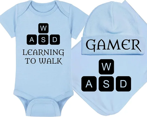Vista 27 de Learning To Walk WASD - Gaming Baby Onesie - Hat - Blanket - Bib Package Combinations