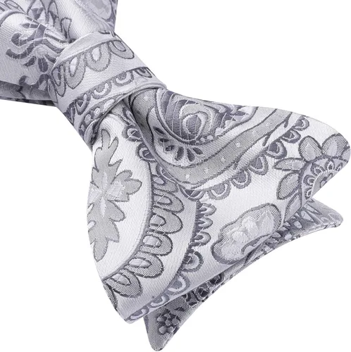 Vista 115 de HISDERN Pajaritas para hombre, corbatín de cachemira para hombre, corbata de lazo y bolsillo cuadrado, juego formal de esmoquin para boda