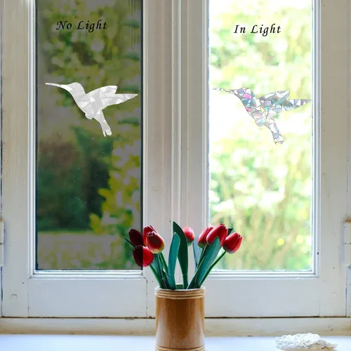 Vista 2 de Calcomanías estáticas grandes para ventana de colibrí para golpes de pájaros, juego de 20 Etiquetas engomadas anticolisión de la conciencia